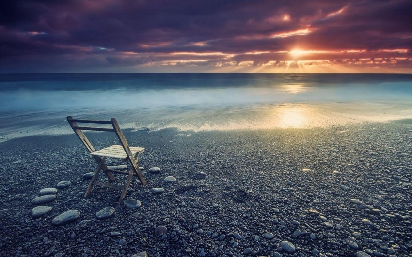 Sunset Empty Chair HD Background Wallpaper Download