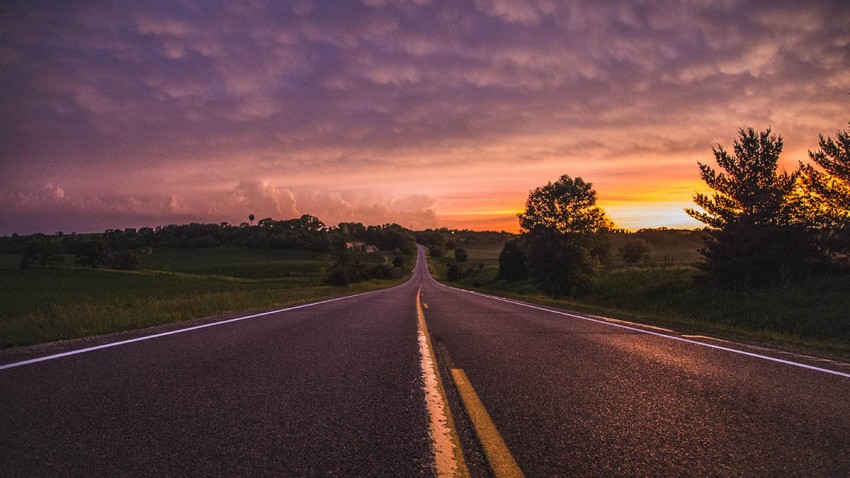 Sunset Empty Long Road Background HD Background Free