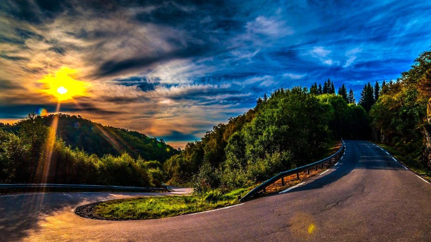 Sunset Nature Road Background HD Download