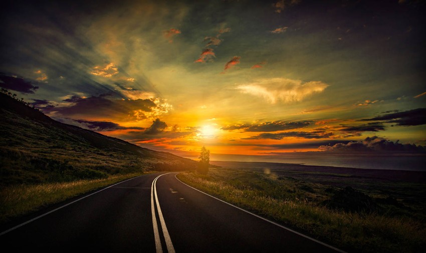 Sunset Nature Road Background HD Photos Download