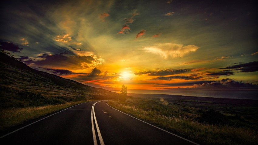 Sunset Road  Road Background  Full HD   Download Free