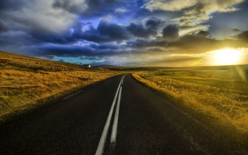 Sunset  Road Wallpaper Background  Full HD   Download Free