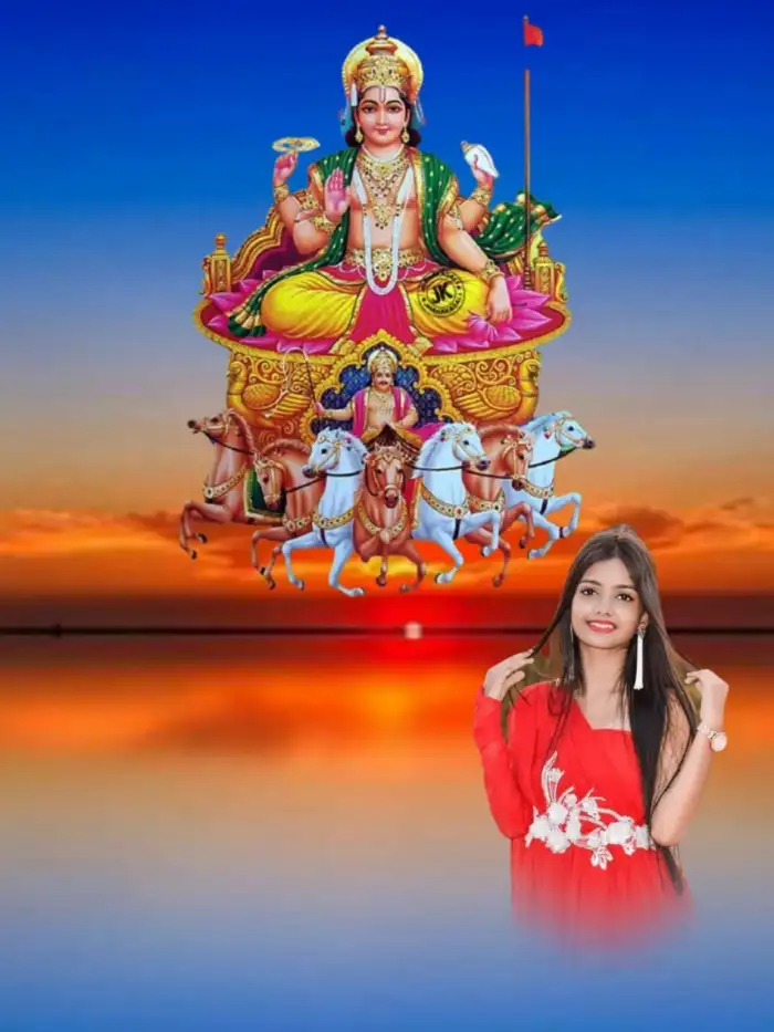 Sunset Sky Chhath Puja With Girl Editing Background