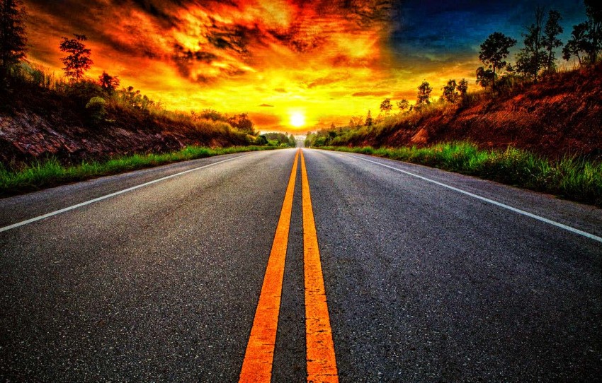 Sunset Sky  Road Background  Full HD   Download Free