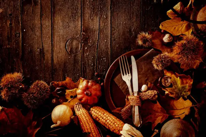 Thanksgiving Pumpkins And Berries Food On A Wood Surface Background