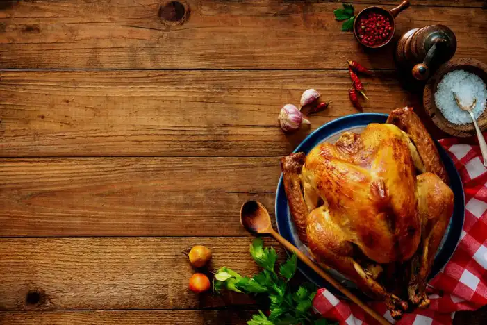 Thanksgiving Pumpkins And Berries Food On A Wood Surface Background