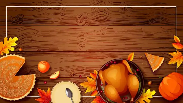 Thanksgiving Pumpkins And Food On A Wood Surface Background HD Images