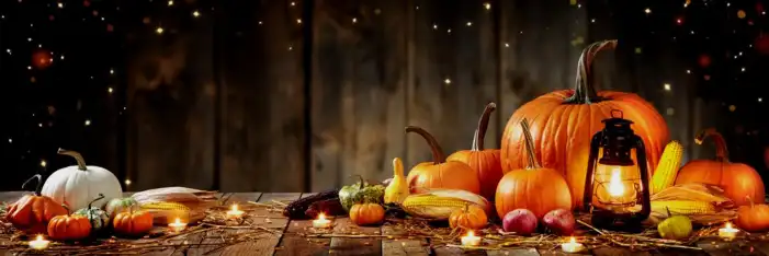 Thanksgiving Pumpkins And Food On A Wood Surface Background HD Images