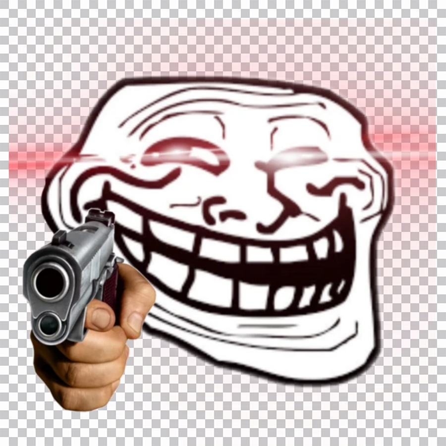 Troll Face With Gun PNG  Transparent Download