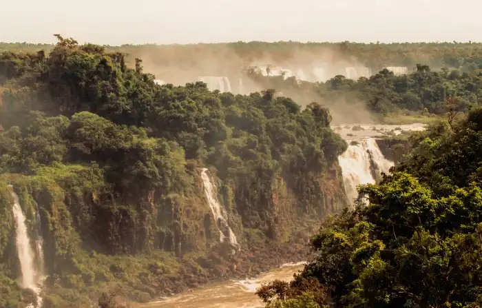 Urban Jungle Green Mountain Waterfall Background Free