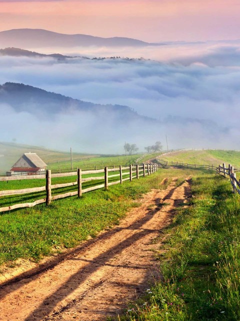 Village Road Background Wallpaper HD Download