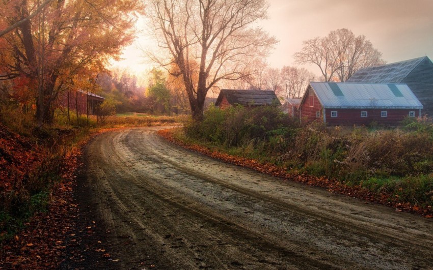 Village Sunset Road Background HD Download Free