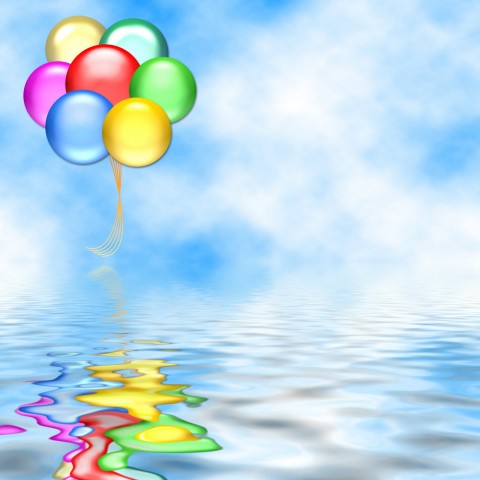 Water Birthday With BAllon PowerPoint Templates Background