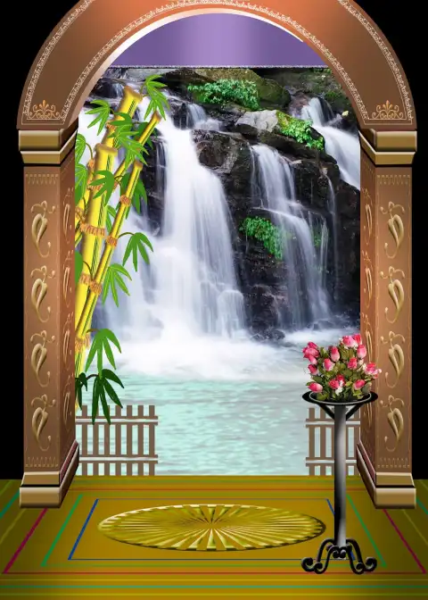 Waterfall Nature Studio Background HD Download