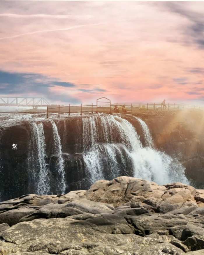 Waterfall Sunset Sky CB Editing Background HD