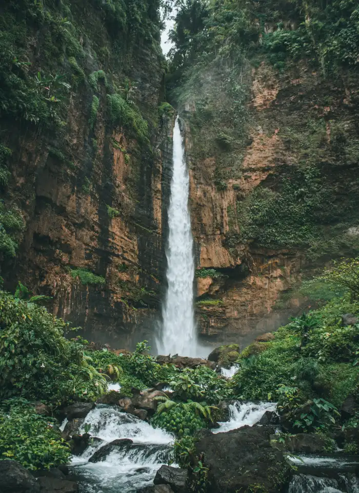 Waterfall Urban Jungle Green Mountain Forest Background