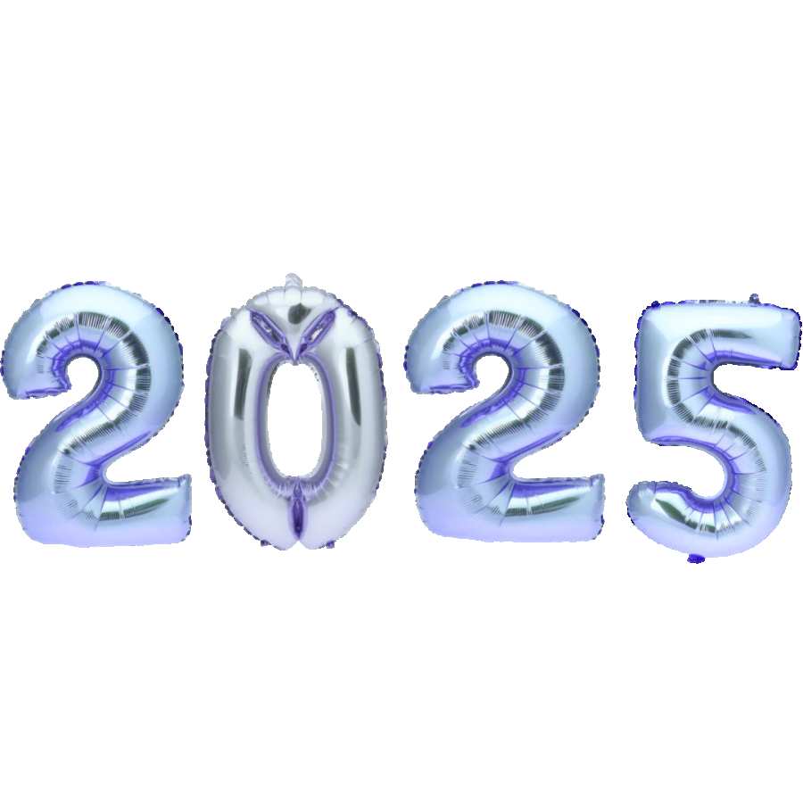 White Balloon Happy New Year 2025 PNG