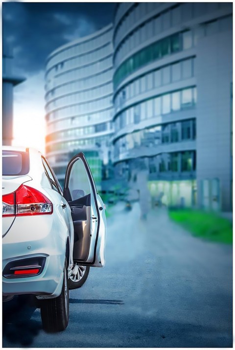 White Car On Road CB Background