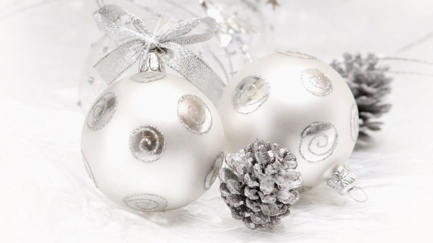 White Ornaments Christmas HD Background Wallpaper