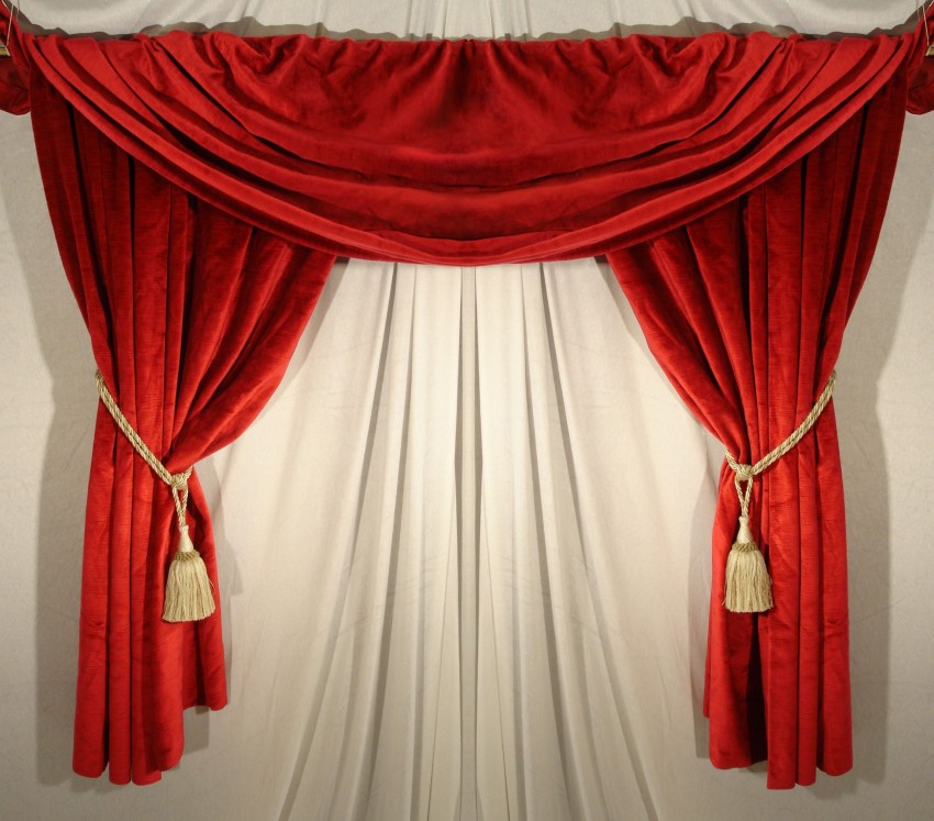 Whoite Red Curtain HD Background Wallpaper