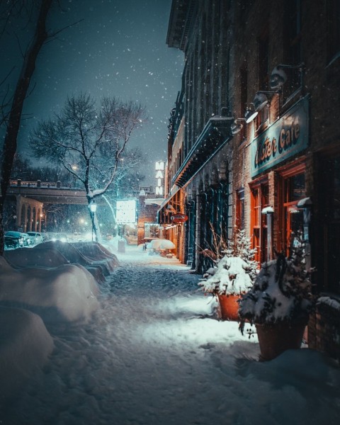 Winter City Road Background Full HD Download Free