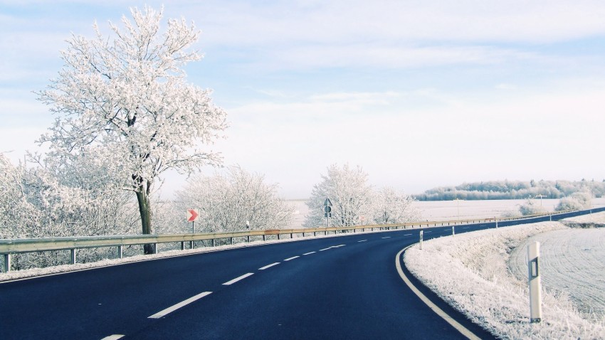 Winter Long Road Background Full HD Download Free