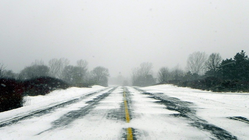 Winter Long Road Background Full HD Download Free