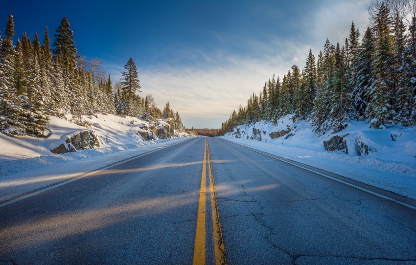 Winter Long Road Background Full HD Download Free