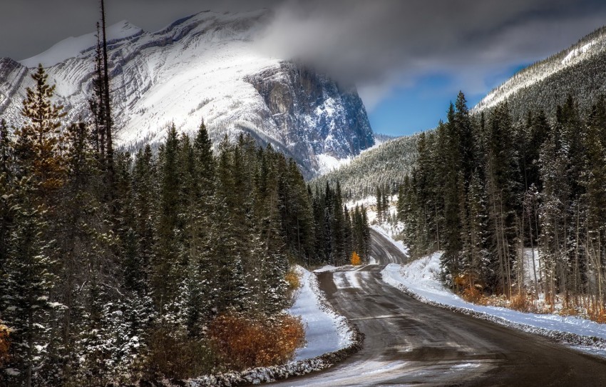 Winter Road Background Full HD Download Free