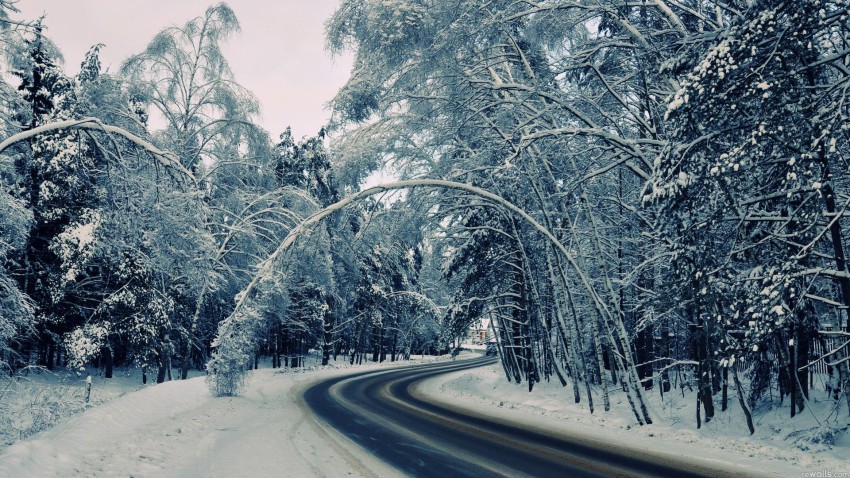 Winter Road Background Full HD Download Free