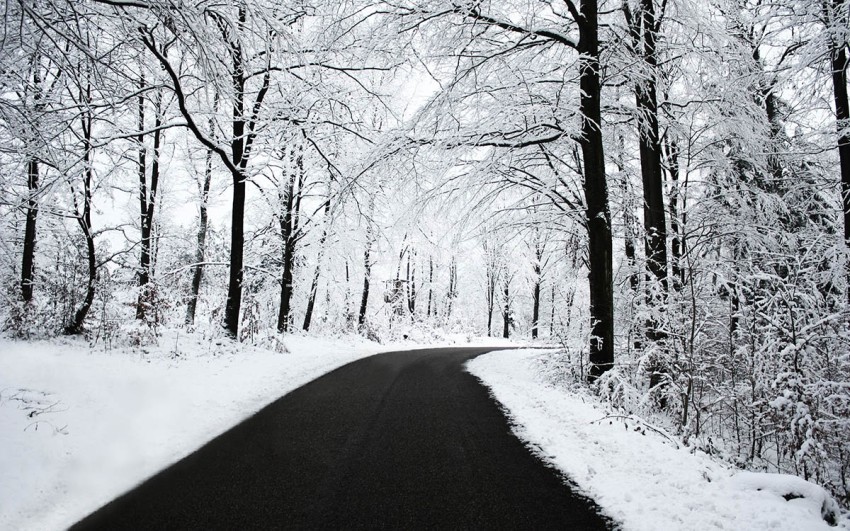 Winter Road Background Full HD Download Free