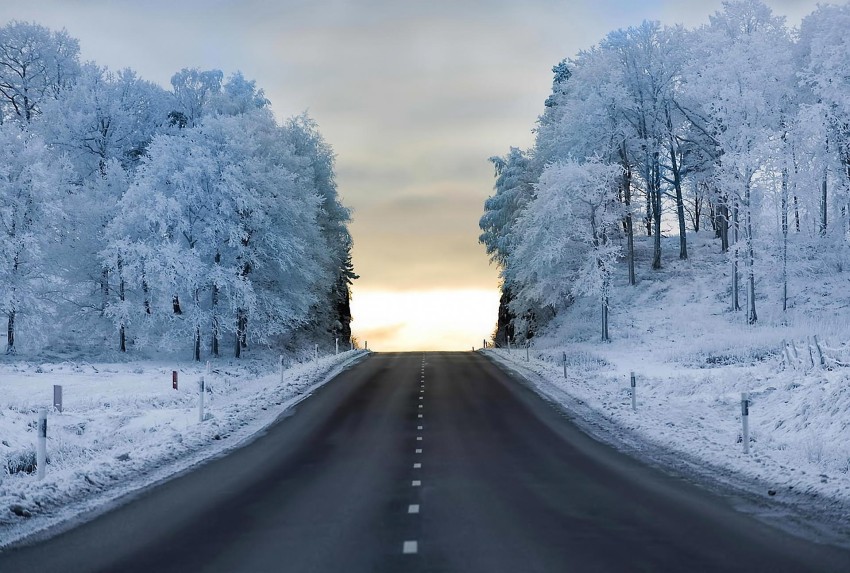 Winter Road Background Full HD Download Free