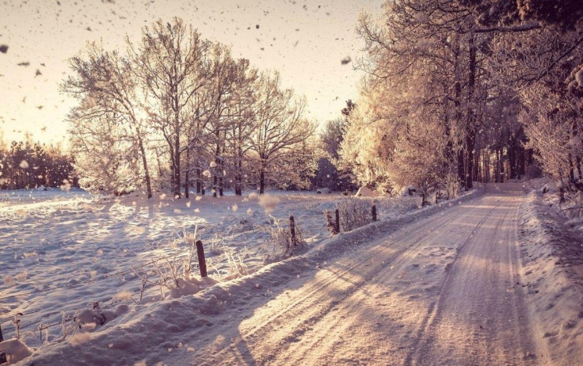 Winter Road Background Full HD Download Free