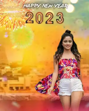 With Girl CB Happy New Year 2023 Background HD