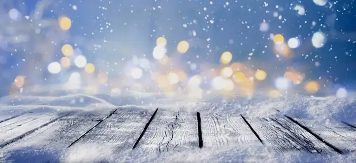 Wooden Table Christmas Snow Background HD Images Free