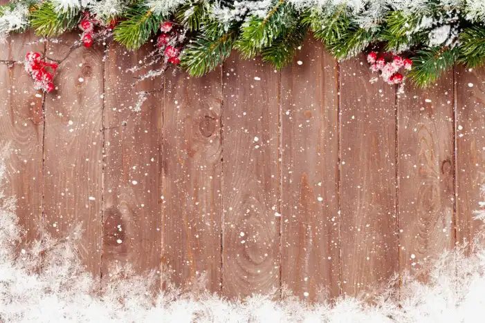 Wooden Table Christmas Snow Background HD Images Free