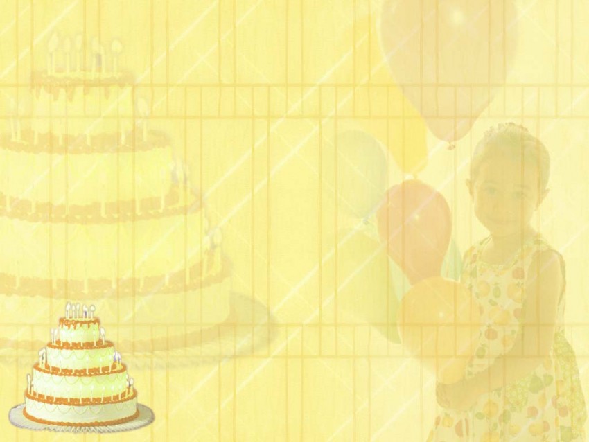 Yellow Baby Birthday Cake PowerPoint Background