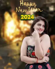 Cover Photo of Happy New Year 2025 Girl  Background