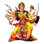 Maa Durga Sitting On Lion PNG HD Background Download