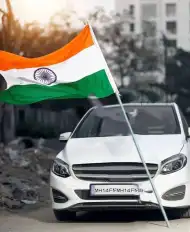 White Car Wit Flag 15 August Editing Background HD